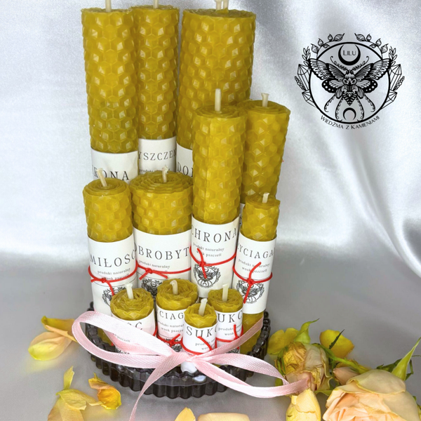 Zestaw 12 Świec Rytualnych Dedykowanych + Podstawka