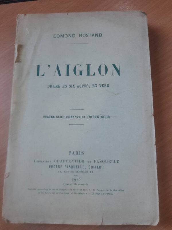 L'aiglon - Edmond Rostand - librairie Charpentier et Fasquelle - 1925