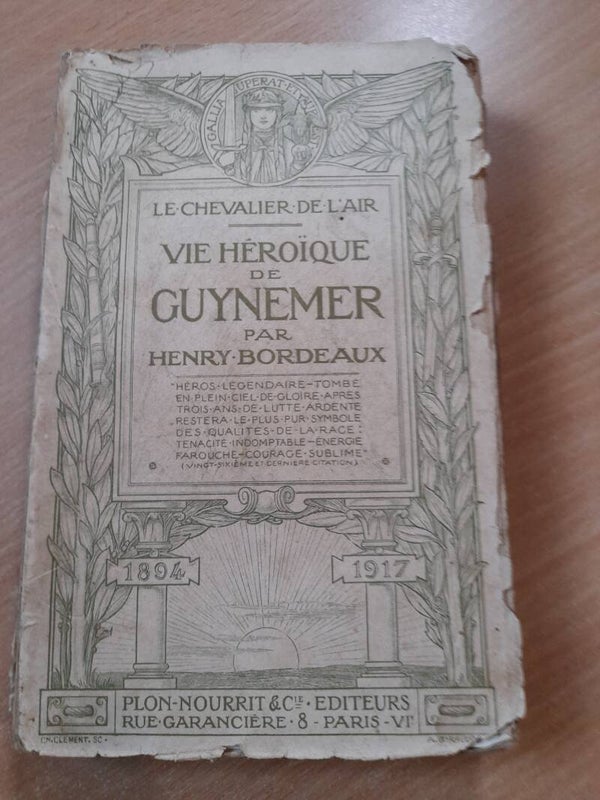 Le chevalier de l'air vie héroïque de Guynemer - Henry Bordeaux -Plon-Nourrit - 1918