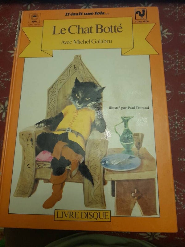 Le chat botté livre disque avec Michel Galabru - les deux coqs d'or - 1973