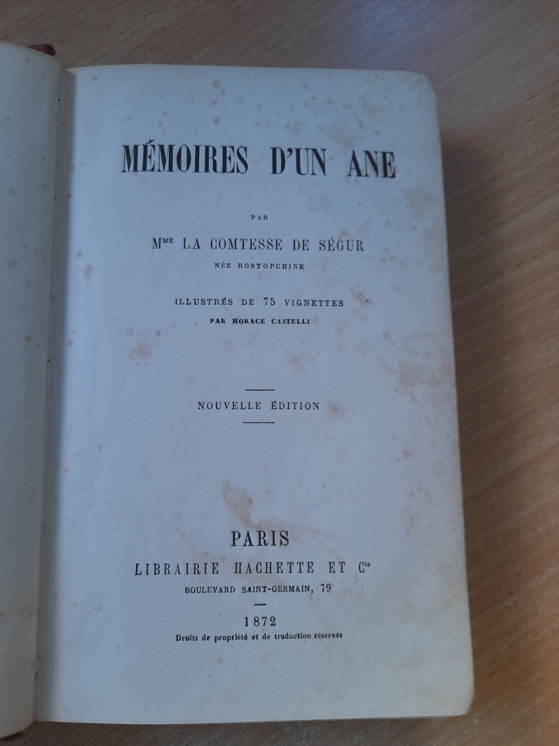 Mémoires d'un âne - comtesse de Segur - La bibliothèque rose illustrée  - 1872
