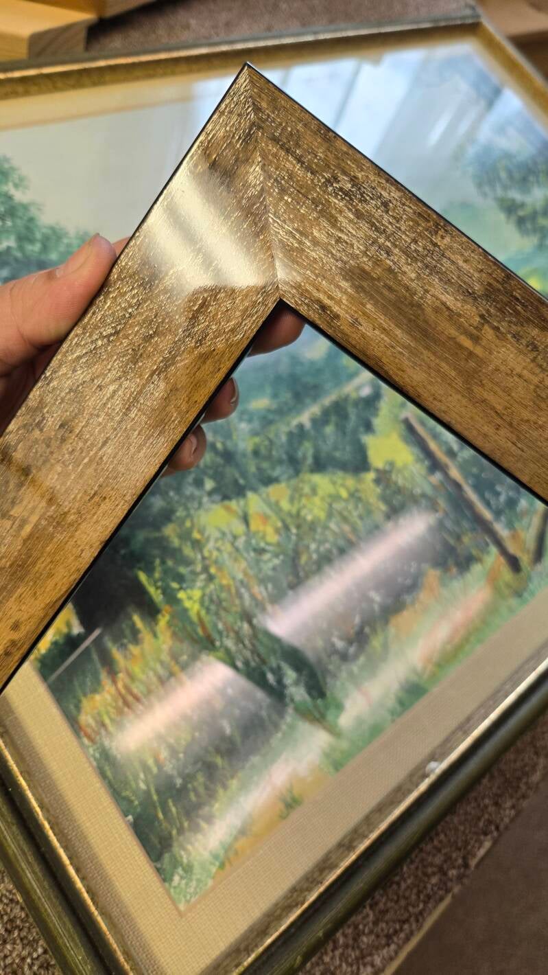 French Broad Imaging Asheville Close-up of custom wood frame sample, French Broad Imaging Asheville