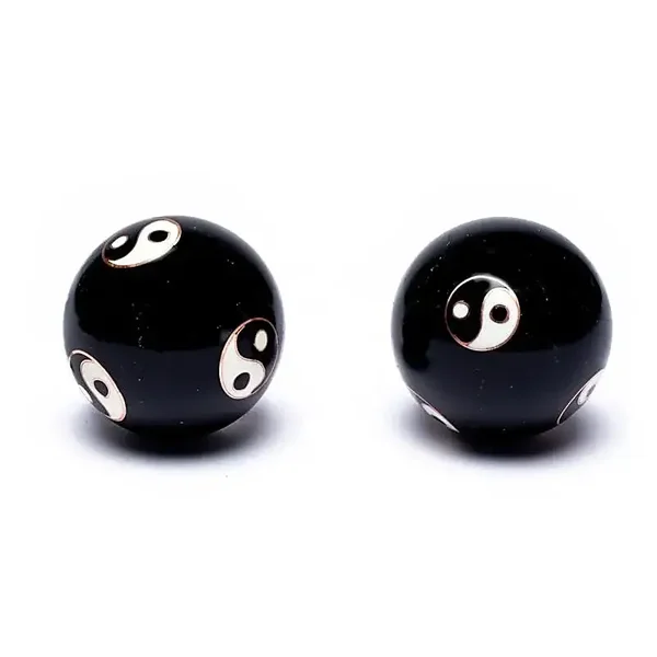Boules de santé Qi Gong Yin et Yang noir