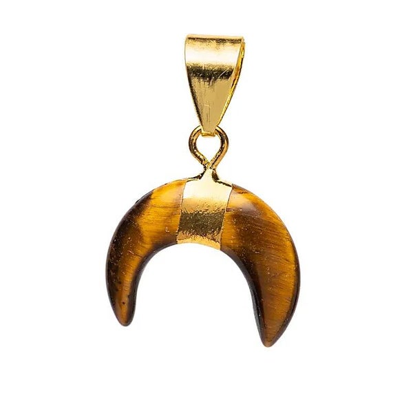 Pendentif lune croissante œil de tigre
