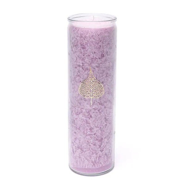 Bougie stéarine feuille de bodhi lilas non parfumée