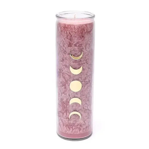 Bougie stéarine phases lunaires vieux rose non parfumée