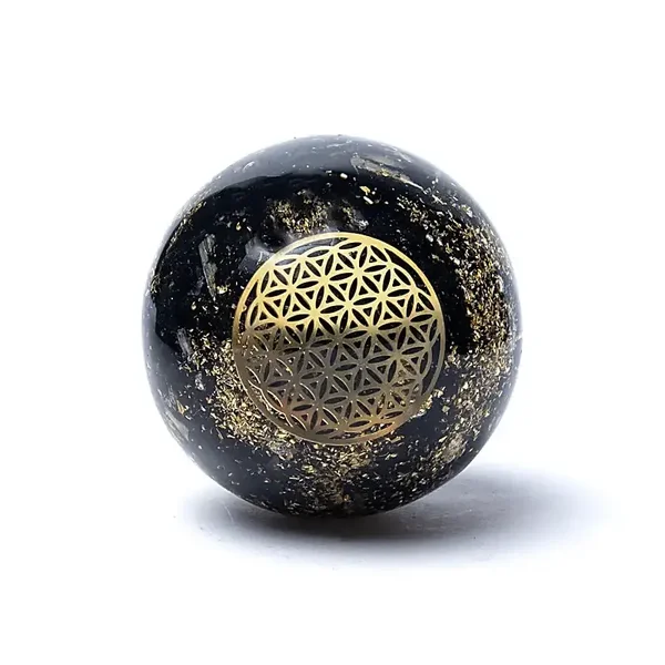 Orgonite sphère tourmaline fleur de Vie