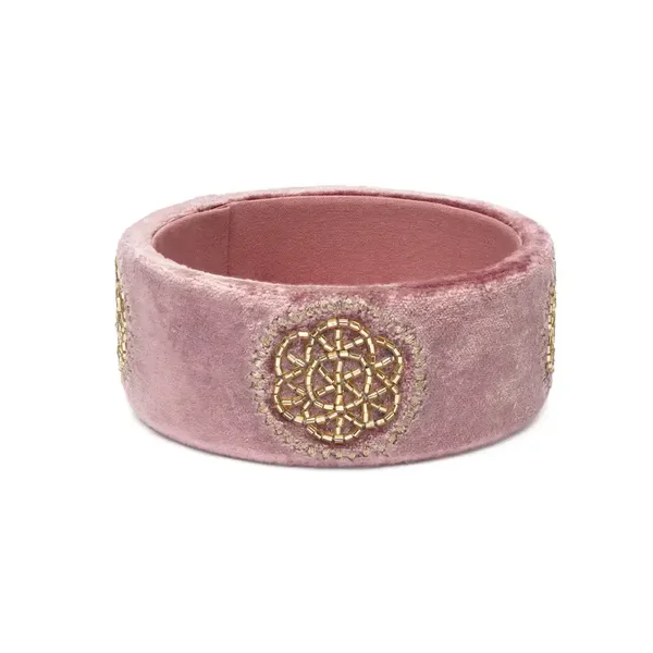 Vide-poche en velours vieux rose avec Fleur de Vie
