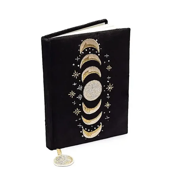 Carnet velours noir avec phases lunaires