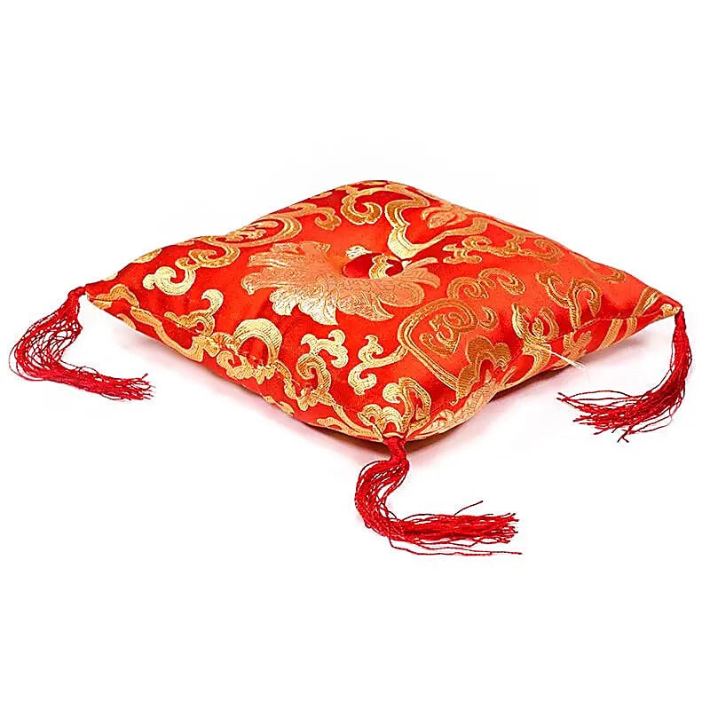 Coussin Rouge fleuri pour bol tibétain