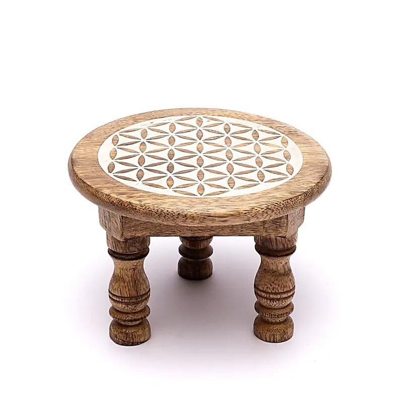 Petite table d’autel impression blanche Fleur de Vie