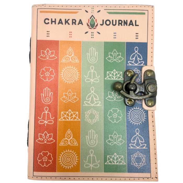 Carnet de Notes en Cuir aux Couleurs des Chakras 18x13cm