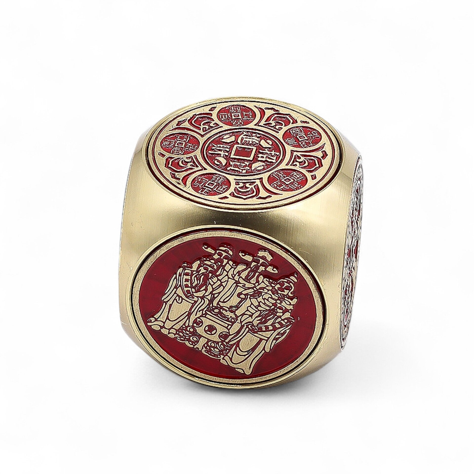 Feng Shui Fortune - Cube de Prospérité Rouge et Laiton - Plat