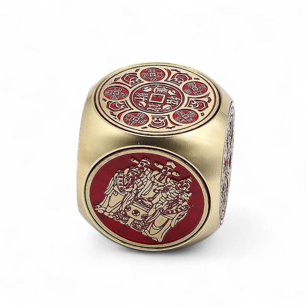 Feng Shui Fortune - Cube de Prospérité Rouge et Laiton - Plat