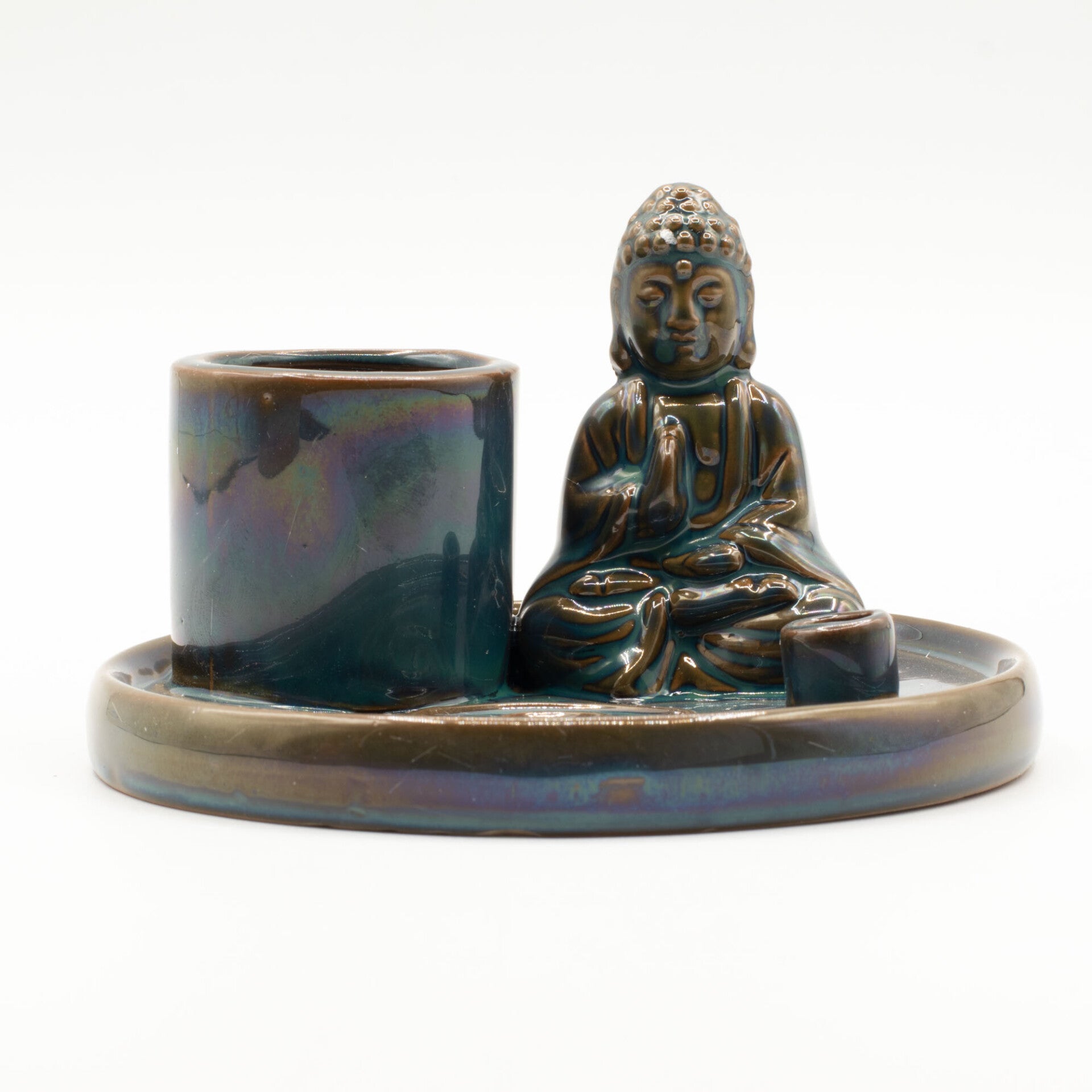Plaque d’Encens Multi-Usage Bouddha – Céramique Bleue