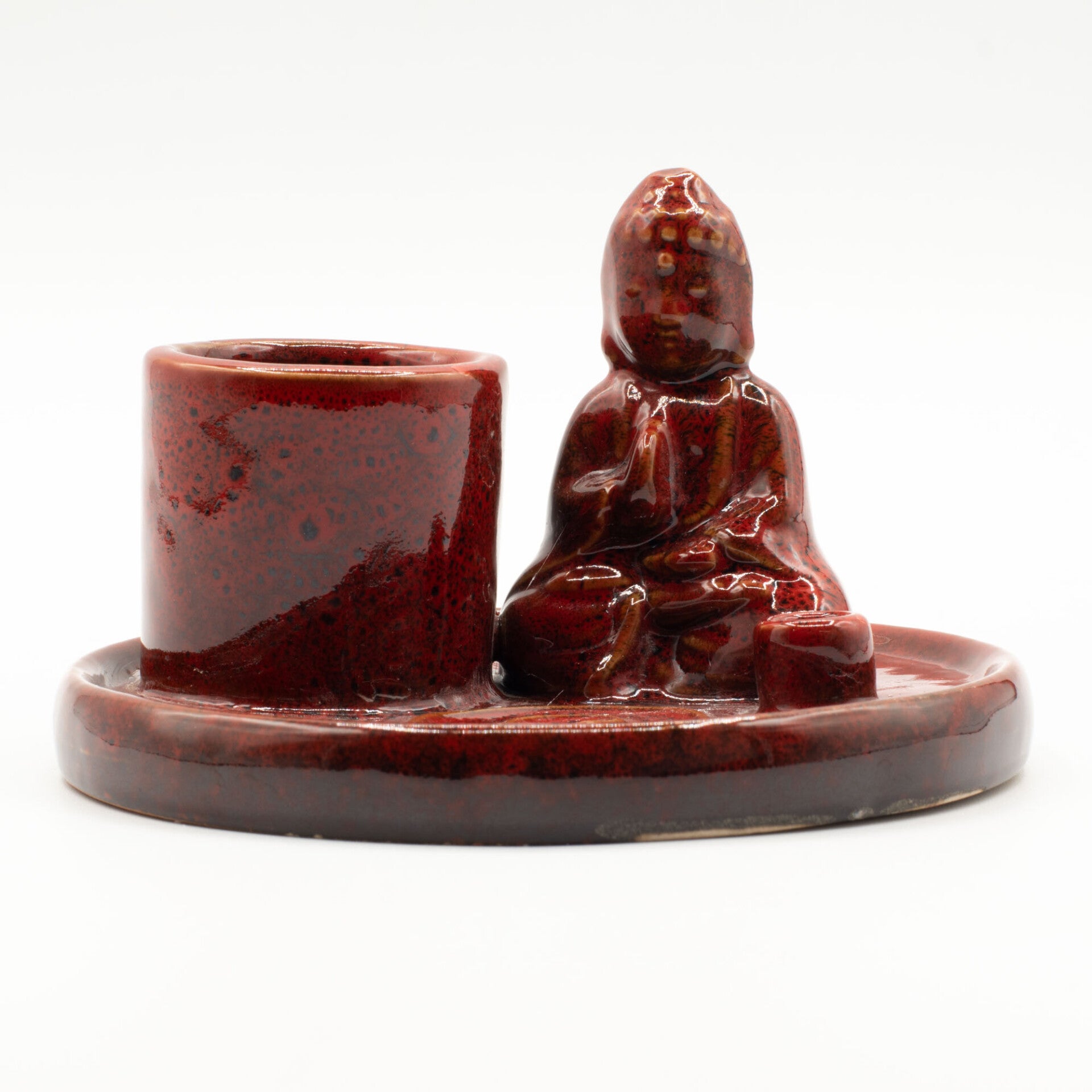 Plaque d’Encens Multi-Usage Bouddha – Céramique Rouge Doux