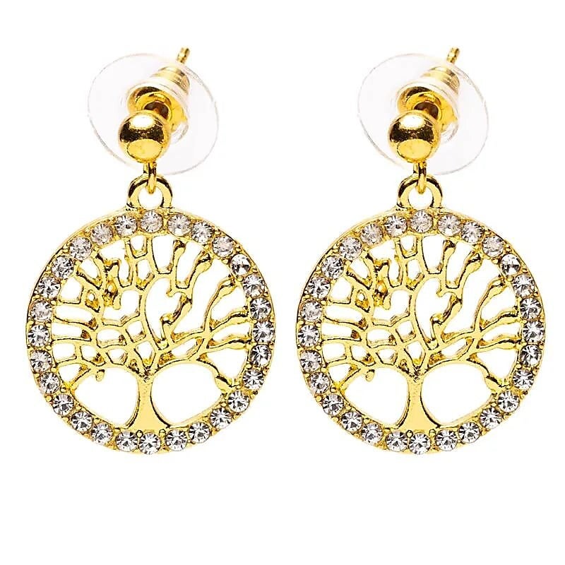 Boucles d'oreilles arbre de vie dorées
