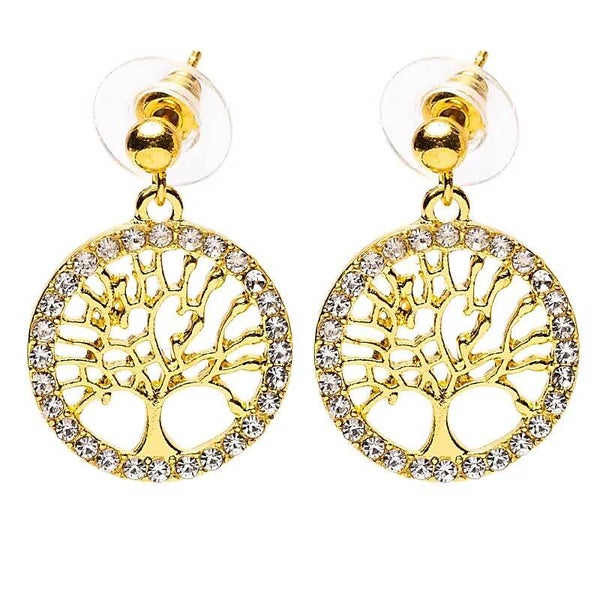 Boucles d'oreilles arbre de vie dorées