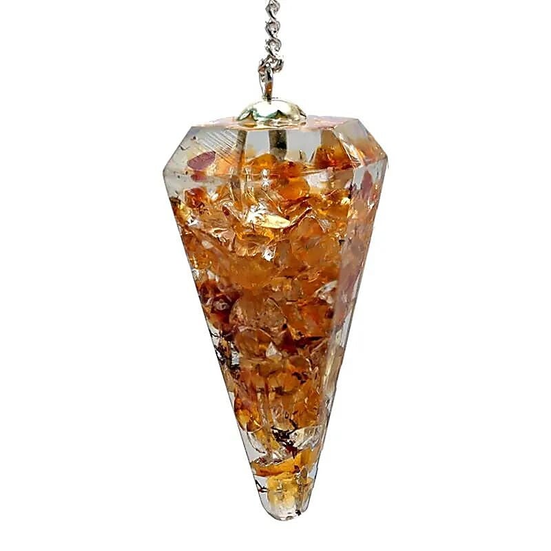 Orgonite Pendule Citrine pointe à facette