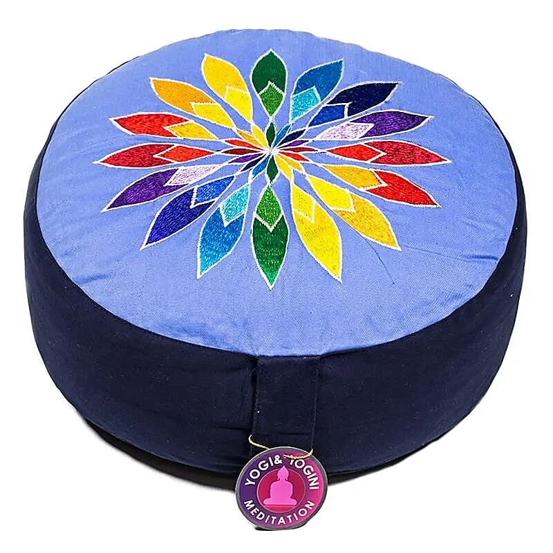 Coussin méditation Bleu fleur multicolore