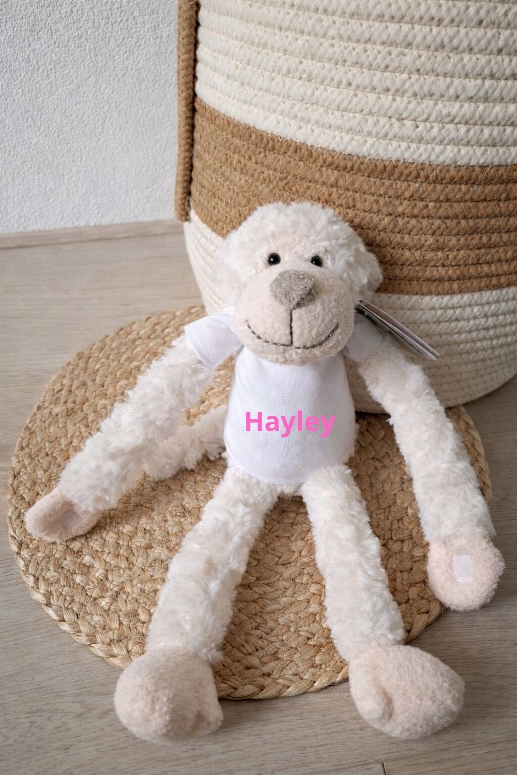 Slingeraap knuffel offwhite