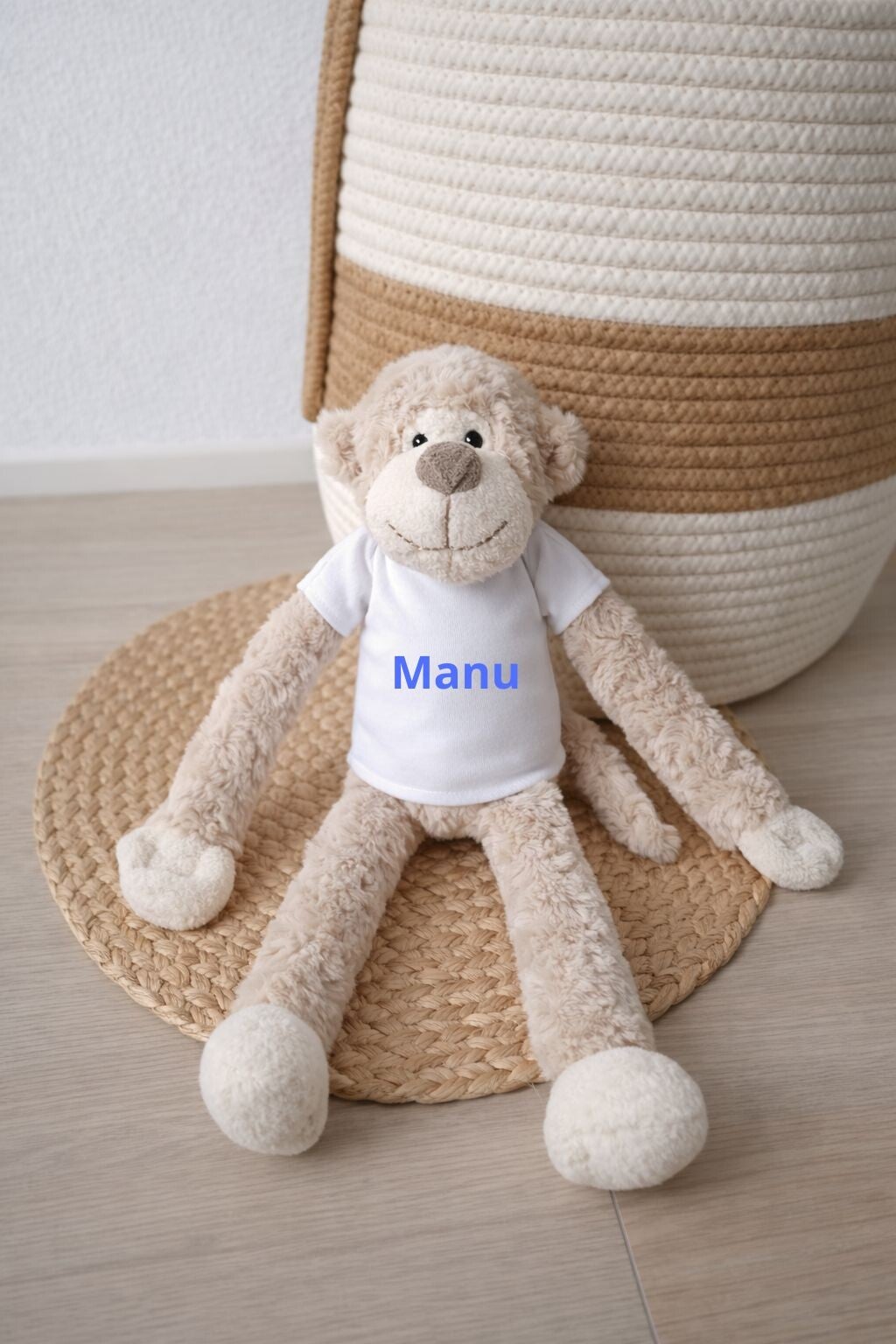 Slingeraap knuffel lichtbruin