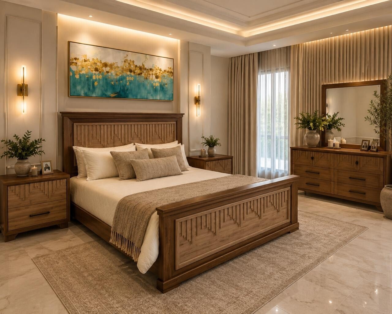 Juego de Cama Elegant Wood & Gold