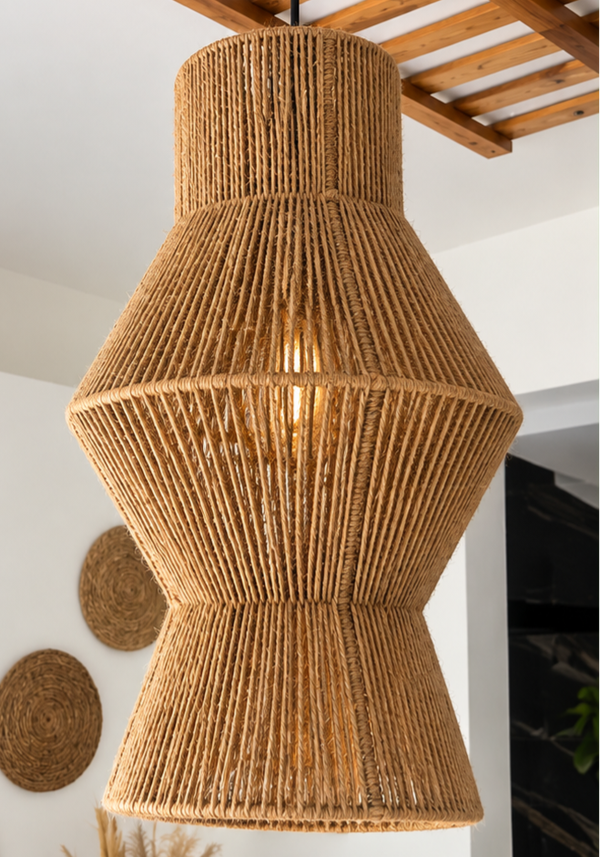 Lámpara colgante artesanal de fibra natural