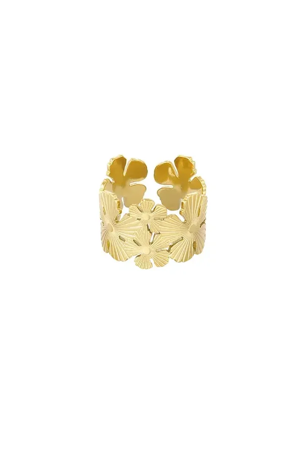 Statement ring bloem - goud