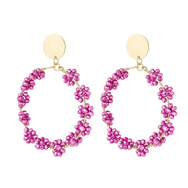Oorbellen bloemen roze   - Party collectie