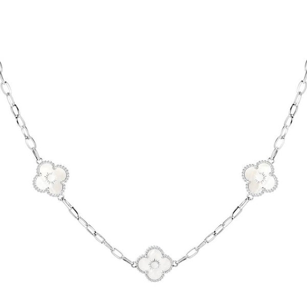 Ketting flower zilver