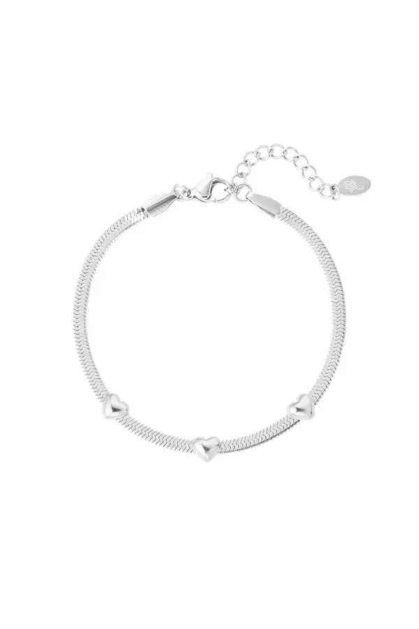 Armband met 3 hartjes - zilver