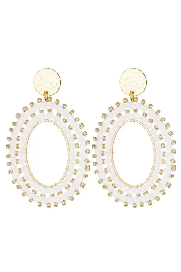 Oorbellen gold white