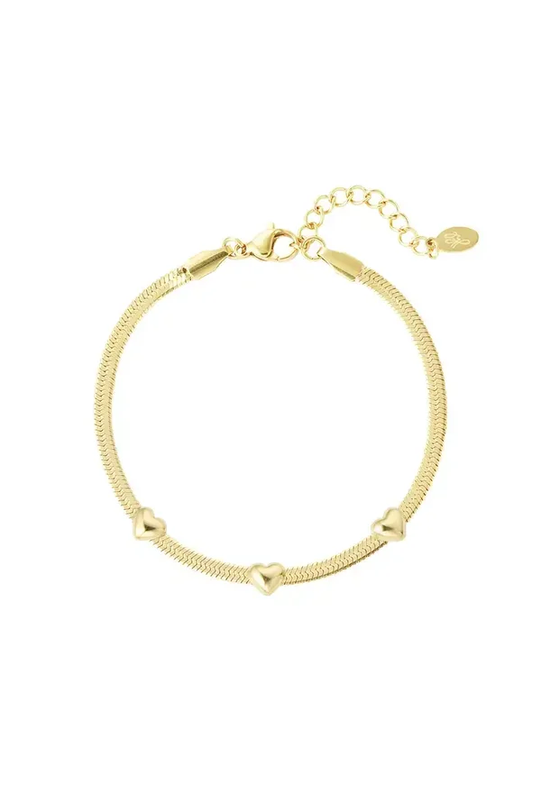Armband met 3 hartjes - goud