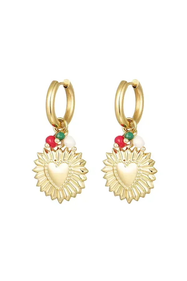 Oorbellen bloem met kraaltjes goud