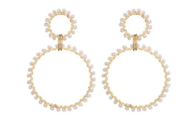 Statement oorbellen kralen met cirkel