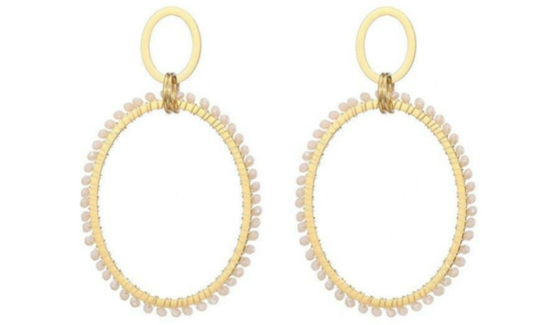 Statement oorbellen beige