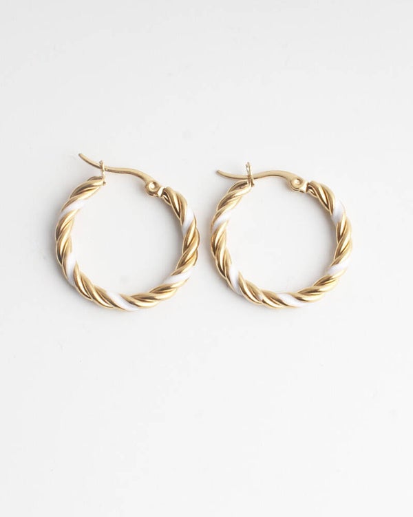 Oorbellen zoe gold-white
