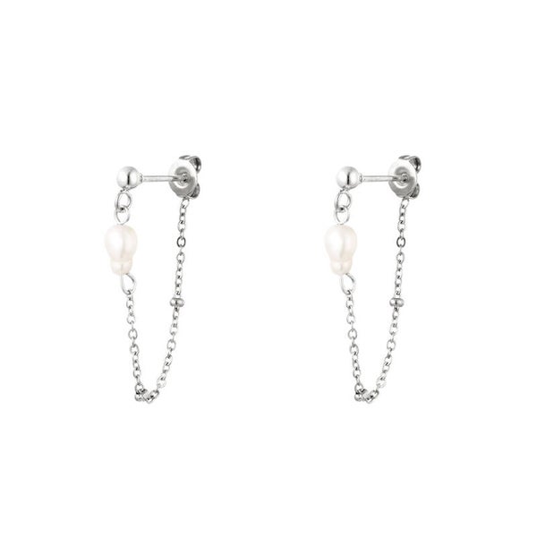 Oorbellen ketting met parel