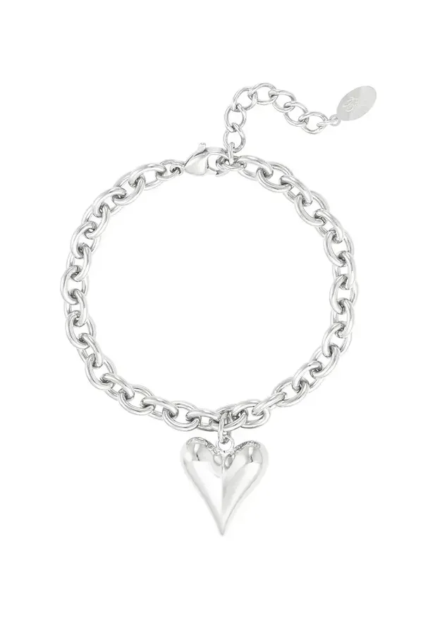 Schakelarmband met hart - zilver