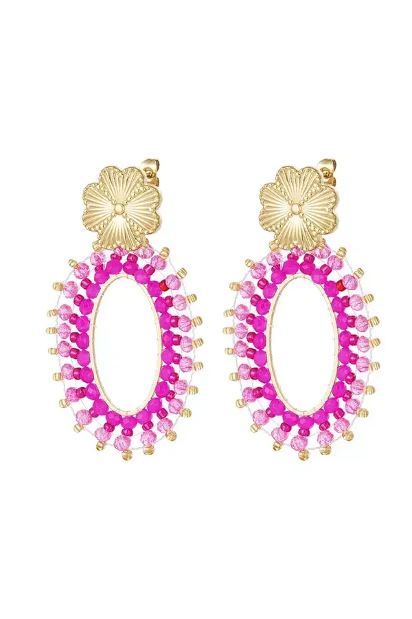 Oorbellen statement klaver roze