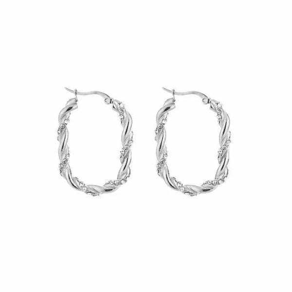 Oorbellen twisted zilver