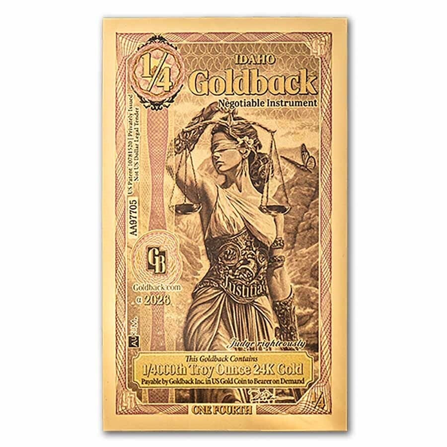 1/4 Idaho Goldback - Aurum Gold Foil Note (24k)