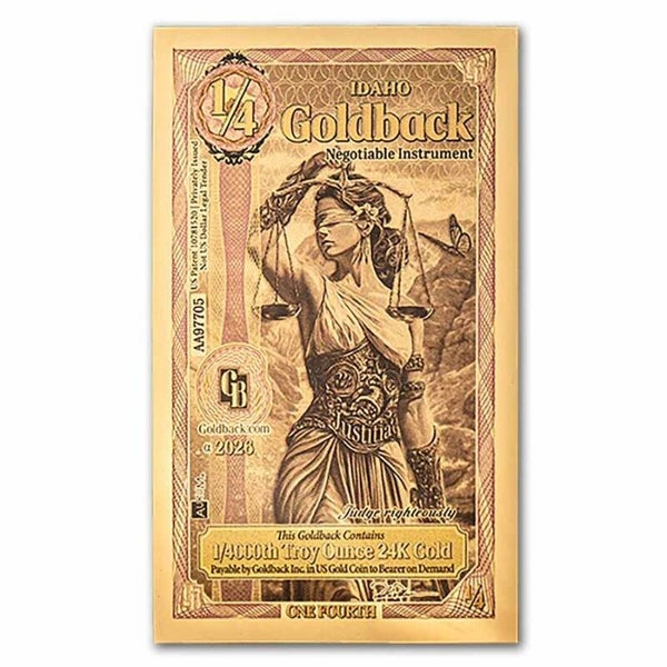 1/4 Idaho Goldback - Aurum Gold Foil Note (24k)