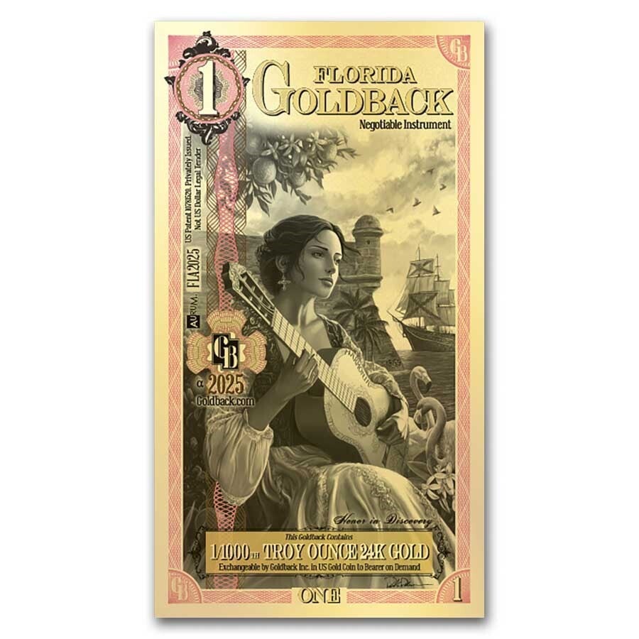 1 Florida Goldback* - Aurum Gold Foil Note (24k)