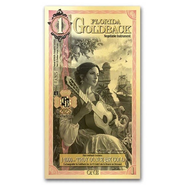 1 Florida Goldback - Aurum Gold Foil Note (24k)