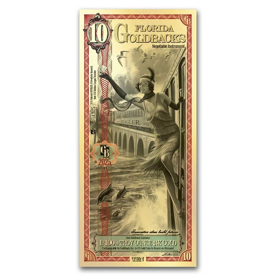 10 Florida Goldback* - Aurum Gold Foil Note (24k)