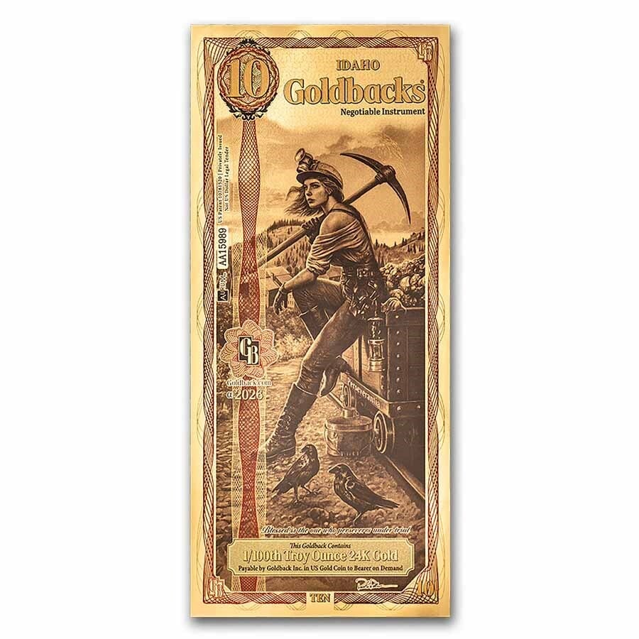 10 Idaho Goldback - Aurum Gold Foil Note (24k)