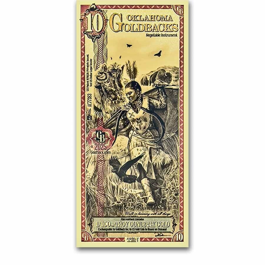 10 Oklahoma Goldback - Aurum Gold Foil Note (24k)
