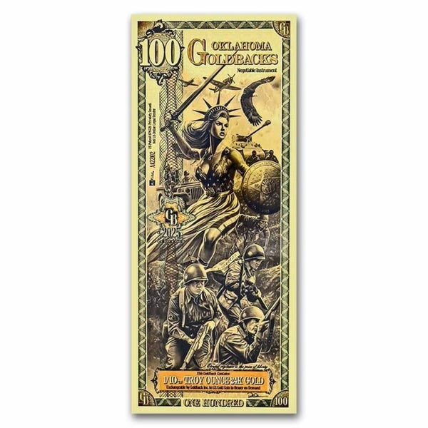 ** SPECIAL ORDER ** 100 Oklahoma Goldback - Aurum Gold Foil Note (24k)